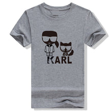 Load image into Gallery viewer, Karl Lagerfeld T Shirt women Unisex couple clothes graphic tees cat animal print Vogue bts tshirt femme streetwear korean style