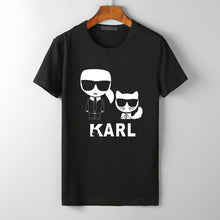 Load image into Gallery viewer, Karl Lagerfeld T Shirt women Unisex couple clothes graphic tees cat animal print Vogue bts tshirt femme streetwear korean style