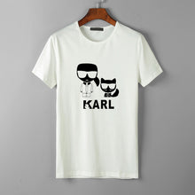 Load image into Gallery viewer, Karl Lagerfeld T Shirt women Unisex couple clothes graphic tees cat animal print Vogue bts tshirt femme streetwear korean style